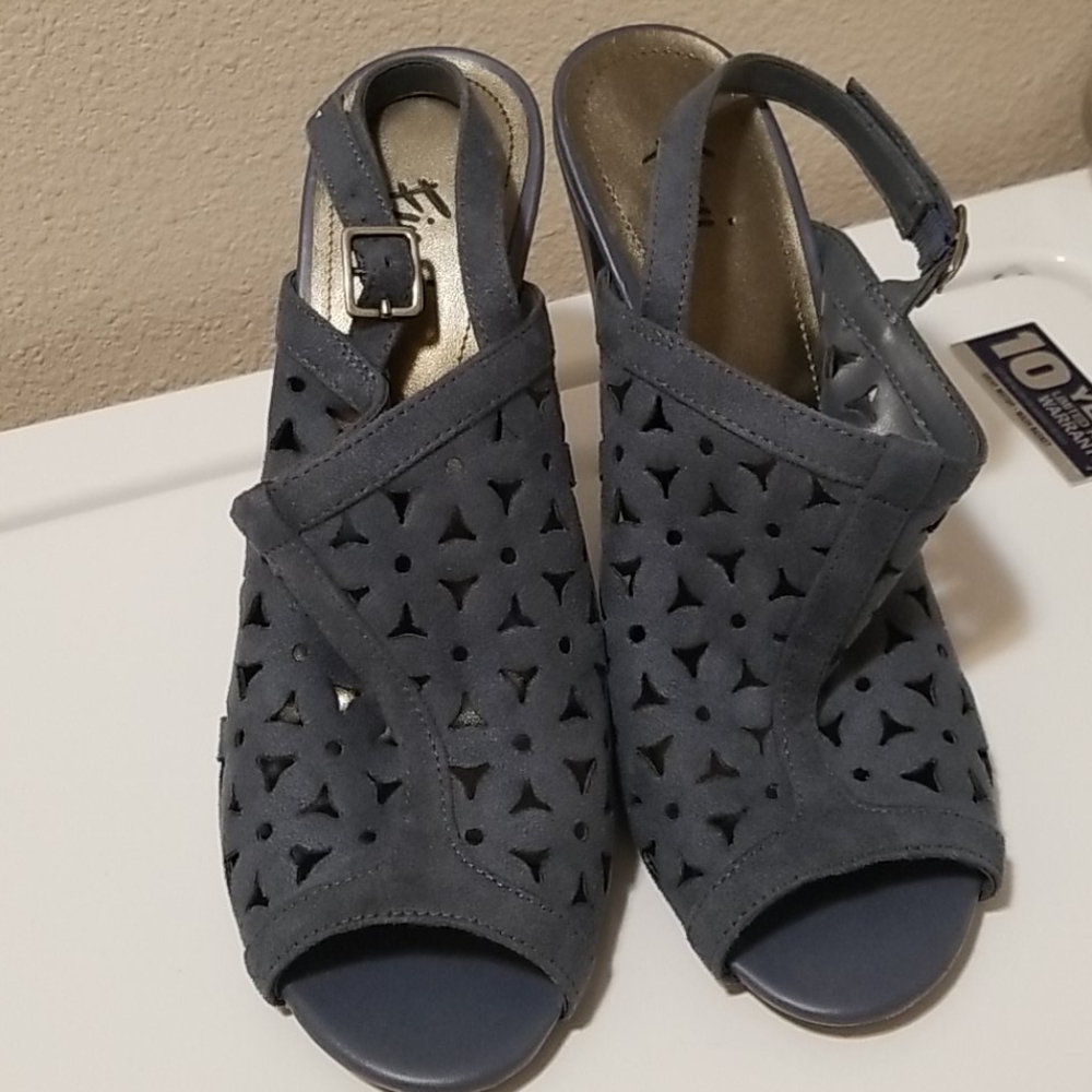 Blue high heel shoes